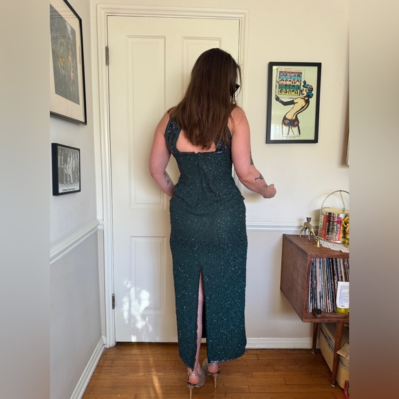 90s Vintage Lawrence Kazar Floor Length Beaded Gown - Picture 3 of 7